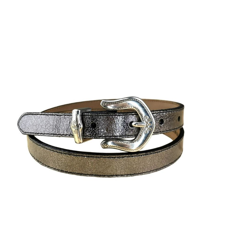 Brighton Belt Women's Medium 30 Vintage 90s Leather Silver Shimmer Glitter Spark